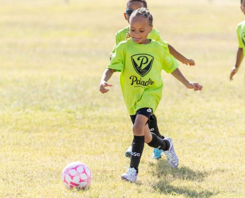 Young Paladin athlete playing soccer.